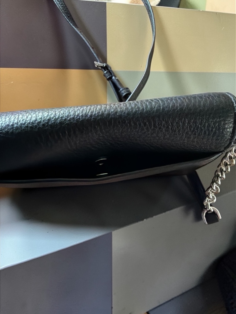 Michael Kors Mott Black Pebbled Leather Saddle Crossbody - Picture 6 of 14